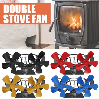 New Double Stove Fan for Fireplace Wood Log Burner Twin Blades Heat Powered Fan