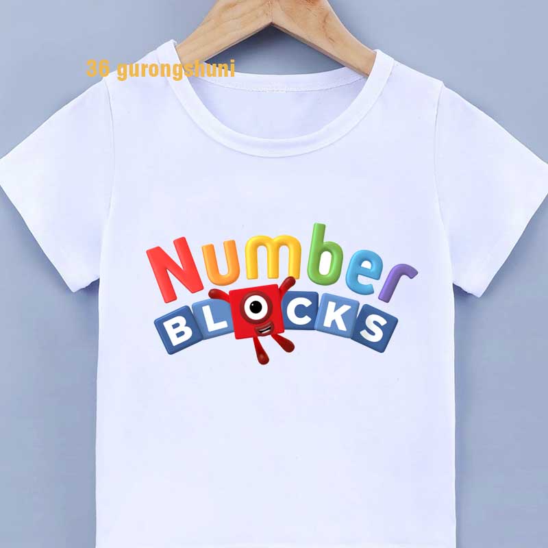 เสื้อยืดแขนสั้น พิมพ์ลายการ์ตูนกราฟฟิค ตัวเลข แฟชั่นฤดูร้อน สําหรับเด็กผู้ชาย และเด็กผู้หญิง