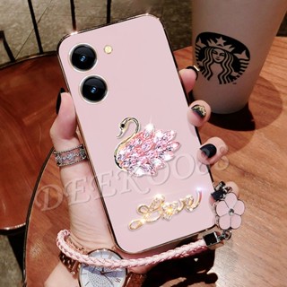 เคสโทรศัพท์มือถือนิ่ม ลายหงส์น่ารัก 3D พร้อมสายคล้องมือ สําหรับ VIVO Y78 Y36 Y27 Y02T Y02A Y02 5G 4G Y78 VIVOY36 VIVOY27