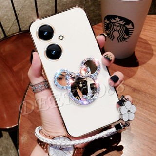 เคสโทรศัพท์มือถือนิ่ม ลายกระต่ายน่ารัก 3D พร้อมกระจก และสายคล้อง สําหรับ VIVO Y78 Y36 Y27 Y02 Y02T Y02A V27 5G 4G VIVOY78 VIVOY36 VIVOY27