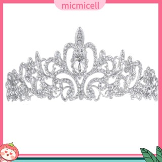 Mic_ มงกุฎกลวง ประดับเพชรเทียม ที่คาดผมเจ้าสาว มงกุฎรัดเกล้า เครื่องประดับผมแต่งงาน