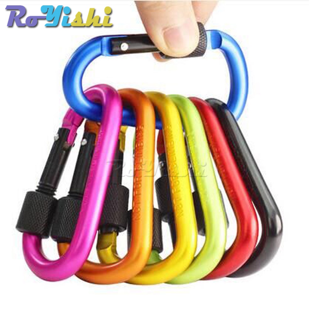 1pcs อลูมิเนียม Carabiner D-Ring Key Chain คลิป Snap Hook Karabiner Camping พวงกุญแจ 8 สี