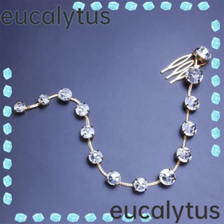 Eucalytus1 กิ๊บติดผม ประดับพลอยเทียม แต่งสายโซ่ สีพื้น สําหรับงานแต่งงาน