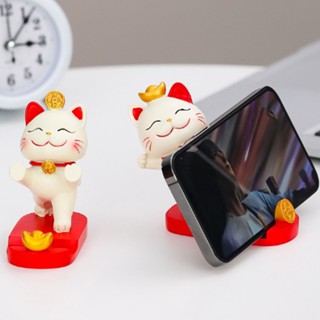  Palm Fun แท่นวางโทรศัพท์ตั้งโต๊ะ Fortune Cat เรซิ่นที่แข็งแกร่งแสงแบบพกพาที่วางโทรศัพท์ตกแต่งขาตั้งสำหรับโฮมโต๊ะสำนักงาน