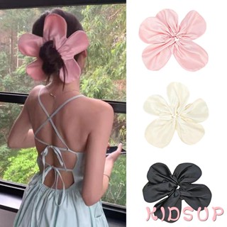 Kidsup1- ยางรัดผม ผ้าซาติน ลายดอกไม้ สีชมพู สําหรับผู้หญิง