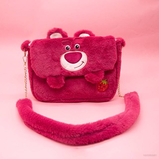 Sanrio Kuromi Lotso กระเป๋าสะพายไหล่แฟชั่น ลายการ์ตูนหมี สตรอเบอร์รี่น่ารัก ความจุขนาดใหญ่