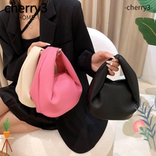 Cherry3 กระเป๋าสะพายไหล่ หนัง PU ความจุขนาดใหญ่ สีพื้น แฟชั่นสําหรับสตรี