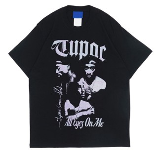 ไฟ! เสื้อยืด ผ้าฝ้าย พิมพ์ลาย Tupac All Eyes On Me สําหรับผู้ชาย