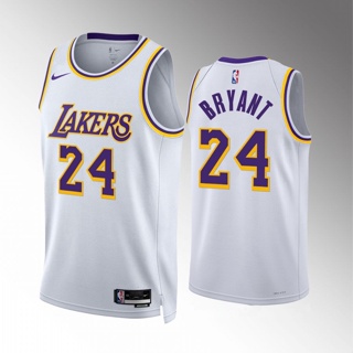 【Swingman】ใหม่ ของแท้ NBA Los Angeles Lakers สําหรับผู้ชาย #24 เสื้อกีฬาแขนสั้น ลายทีม Kobeϟbryant Association Edition สีขาว