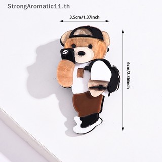 Strongaromatic เข็มกลัดอะคริลิค รูปการ์ตูนหมีน่ารัก 3D สไตล์วินเทจ เครื่องประดับแฟชั่น สําหรับผู้หญิง