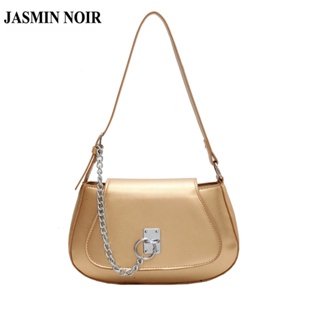 Jasmin NOIR กระเป๋าสะพายไหล่ กระเป๋าถือ สะพายข้าง หนัง PU แต่งสายโซ่ ขนาดเล็ก สําหรับสตรี