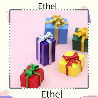 Ethel1 กล่องของขวัญคริสต์มาส บ้านตุ๊กตาจําลอง สเกล 1/12 10 ชิ้น