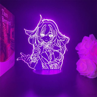 โคมไฟกลางคืน LED รูปอนิเมะ Honkai Impact 3rd Elysia Yae Sakura 3d ชาร์จ USB สําหรับตกแต่งบ้าน