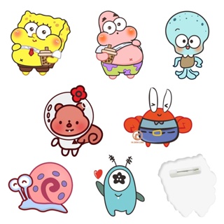 YA ZHOU LONG เข็มกลัดการ์ตูน SpongeBob SquarePants น่ารัก ป้ายตกแต่ง เสื้อผ้า กระเป๋า เข็มกลัด