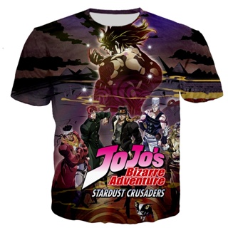 เสื้อยืดลําลอง พิมพ์ลายอนิเมะ JoJos Bizarre Adventure 3 มิติ สไตล์ฮาราจูกุ แฟชั่นสําหรับผู้ชาย และผู้หญิง