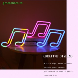 Greatshore โคมไฟนีออน LED รูปตัวโน๊ตดนตรี ชาร์จ USB สําหรับติดตกแต่งผนังบ้าน TH