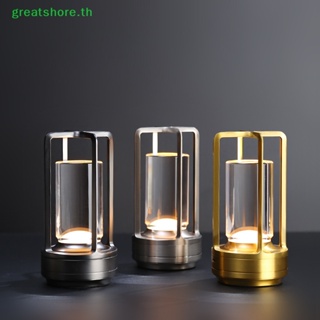 Greatshore โคมไฟตั้งโต๊ะ LED ไร้สาย หรี่แสงได้ 3 สี พร้อมเซนเซอร์สัมผัส ขนาดพกพา ชาร์จได้ พร้อมคริสตัล TH