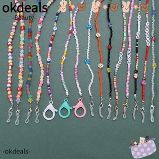 Okdeals สายคล้องแว่นตา ประดับลูกปัด ลายตัวอักษร สําหรับผู้หญิง