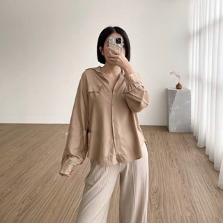 Anb - ZEC Wanita ACI/Evelyn Top/Fashion Wanita/Tops Wanita Polos เสื้อเชิ้ตแขนยาว/Oversize วัสดุ Polosล่าสุด