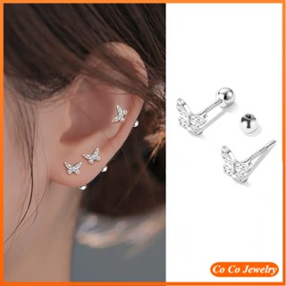 COCOJEWELRY ต่างหูสตั๊ด รูปโบว์กลวง ขนาดเล็ก เครื่องประดับแฟชั่น สําหรับเด็กผู้หญิง