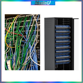 Kiss แผงแพทช์ CAT6A 24 พอร์ต พร้อมแจ็คคีย์สโตน UTP สีดํา ติดตั้งง่าย