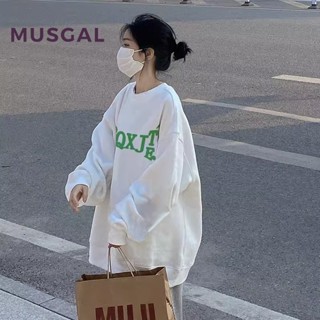 Musgal ใหม่ เสื้อกันหนาวลําลอง คอกลม แขนยาว สไตล์มินิมอล แฟชั่นสําหรับสตรี 2023