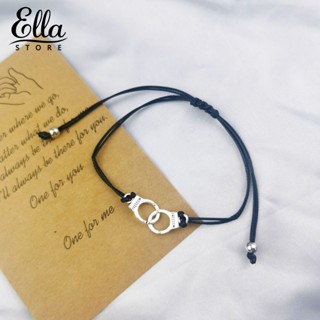 Ellastore123 สร้อยข้อมือสเตนเลสถัก ปรับได้ พิมพ์ลายตัวอักษร เหมาะกับคู่รัก สําหรับเพื่อน