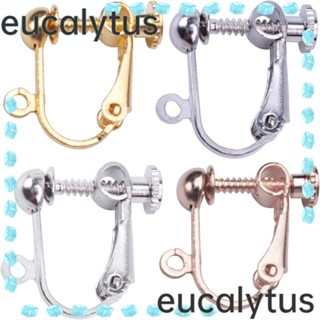 Eucalytus1 ต่างหูสเตนเลส ชุบเงิน ทอง ขาว โรสโกลด์ ไม่ต้องเจาะ แฮนด์เมด สําหรับคนรัก