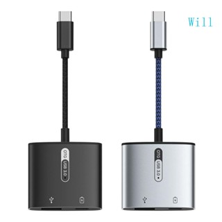 Will 2 in 1 อะแดปเตอร์แปลงสายเคเบิ้ล Type C OTG USB3 0 กันการสึกหรอ