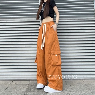 2TOYOUNG  กางเกงขายาว คาร์โก้ กางเกง เชือกอเมริกันคลาสิค Cargo pants 2023 NEW AG080927 ทันสมัย Trendy สไตล์เกาหลี สบาย TN220192 36Z230909