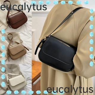 Eucalytus1 กระเป๋าสะพายไหล่ หนัง PU สีพื้น สําหรับผู้หญิง