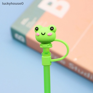 Luckyhouse0^^ จุกปิดหลอดดูดน้ํา ซิลิโคน ลายการ์ตูน ใช้ซ้ําได้ สําหรับห้องครัว 1 ชิ้น