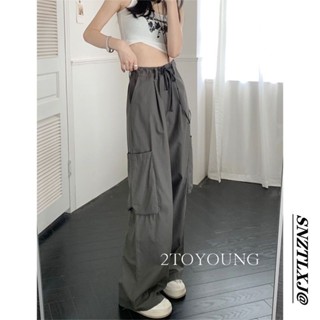 2TOYOUNG  กางเกงขายาว คาร์โก้ กางเกง เชือกอเมริกันคลาสิค Cargo pants 2023 NEW AG081017 คุณภาพสูง สวย ins พิเศษ A20M01H 36Z230909