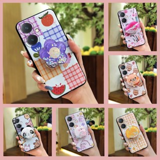 TPU Fashion Design Phone Case For VIVO Y27 4G Cartoon Back Cover Kickstand glisten Anti-dust drift sand Dirt-resistant