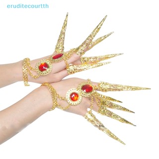 [eruditecourtth] สร้อยข้อมือแฟชั่น อินเดีย ไทย ทอง แวววาว คริสตัล สีแดง เครื่องประดับเต้นรําหน้าท้อง สําหรับเด็กผู้หญิง [ใหม่]