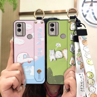 Back Cover Soft case Phone Case For Nokia C22 Fashion Design Wrist Strap Cute Wristband Lanyard Oil Painting Cartoon Kickstand