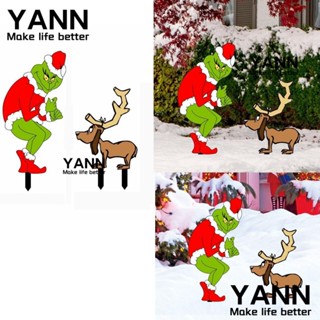 Yann1 ป้ายสัญลักษณ์อะคริลิค รูปกวางคริสต์มาส กวาง สีเขียว สําหรับตกแต่งสวน รั้ว DIY