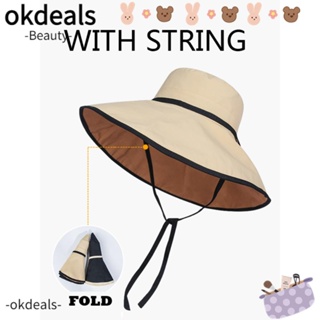 Okdeals หมวกปีกกว้าง กันแดด ป้องกันรังสีอัลตราไวโอเลต แฟชั่นฤดูใบไม้ผลิ