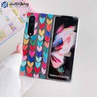 Jusheng เคสโทรศัพท์มือถือ ลายภาพวาดสีน้ํามัน รูปหัวใจ แฟชั่น สําหรับ Samsung Z Fold5 Z Fold4 Z Fold3