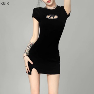 Kuik Bodycon Y2k ชุดมินิเดรส แขนสั้น เซ็กซี่ สําหรับผู้หญิง