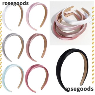 Rosegoods1 ที่คาดผม ผ้าซาติน แข็ง เครื่องประดับผม ปาร์ตี้ ที่คาดผม สําหรับล้างหน้า โยคะ กันลื่น ที่คาดผม