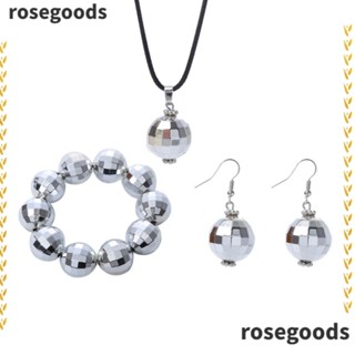 Rosegoods1 ชุดสร้อยคอ สร้อยข้อมือ ต่างหู จี้ลูกบอลโคมไฟ เรียบง่าย ของขวัญ สําหรับเด็กผู้หญิง