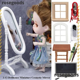 Rosegoods1 กระจกแต่งหน้า กรอบไม้ น่ารัก DIY สําหรับตกแต่งบ้านตุ๊กตา