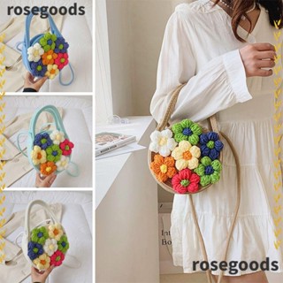 Rosegoods1 กระเป๋าสะพายไหล่ สะพายข้าง ผ้าฝ้าย ลายดอกไม้น่ารัก เรียบง่าย สําหรับผู้หญิง