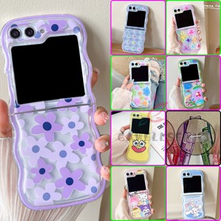 เคสโทรศัพท์ซิลิโคน TPU ใส แบบนิ่ม ขอบหยัก กันกระแทก สําหรับ Samsung Galaxy Z Flip 5