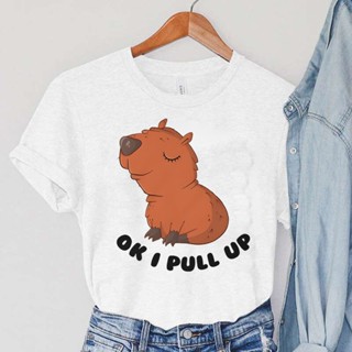 เสื้อยืด พิมพ์ลายการ์ตูนสัตว์ Capybara Ok I Pull Up Capybara