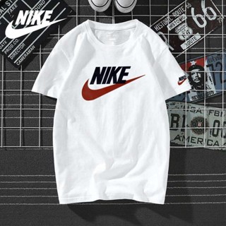 Nike เสื้อยืด คอกลม แขนห้าส่วน พิมพ์ลายโลโก้ ทรงหลวม อเนกประสงค์ ของแท้ 100% แฟชั่นสําหรับทุกเพศ