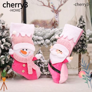 Cherry3 ถุงเท้า ถุงน่อง สีชมพู สําหรับตกแต่งต้นคริสต์มาส