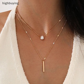 [highbuying] สร้อยคอโซ่ยาว จี้ทรงหยดน้ํา สองชั้น ประดับพู่ เรียบง่าย สไตล์เกาหลี เครื่องประดับแฟชั่น สําหรับผู้หญิง พร้อมส่ง