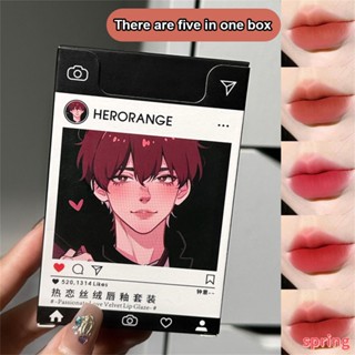 Herorange ลิปสติก เนื้อลิขวิด ลอกออกได้ ติดทนนาน 5 ชิ้น/กล่อง